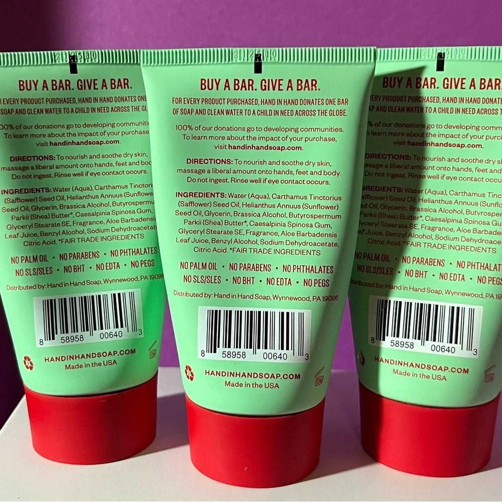 HAND IN HAND -Juniper Berry Body Lotion 3 X 2oz.=6oz total